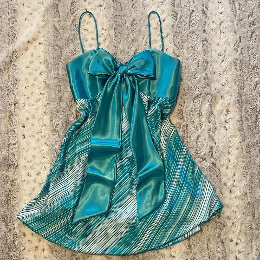 Chic Satin Mini Dress with Bow Accent
